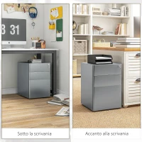 Vinsetto Cassettiera da Ufficio 3 Cassetti in Acciaio con Serratura e Rotelle, 39x48x59cm, Grigio(m-5)