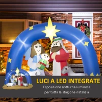 Outsunny Presepe di Natale Gonfiabile con 5 Luci LED Integrate e Gonfiatore Incluso 206x95x157cm(m-5)