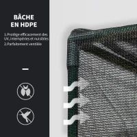 Outsunny Serre de Jardin Serre à tomates Filet Protection Solaire Anti-UV ombrage 50-60% 2 Portes zippées enroulables Acier HDPE Vert foncé Noir(m-4)