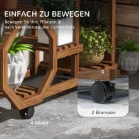 Outsunny Blumenregal, 6 Regalböden, mobil, Indoor & Outdoor, 86 x 30 x 102cm, Dunkelbraun(m-5)
