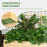 Outsunny Jardinière carré potager en bois avec treillis pour plantes grimpantes, légumes - 110 x 116 x 120 cm naturel(m-5)