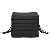 Outsunny Set of 6 Chair Cushion Seat Pads Dining Chair w/ Straps Indoor Outdoor Removable Tie On Garden Patio Black(m-11)