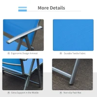 Outsunny Sun Lounger Steel Frame Outdoor Folding Chaise Texteline Lounge Chair Recliner with Headrest & 7 Levels Adjustable Backrest, Blue(m-5)