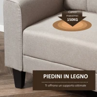 HOMCOM Poltrona Moderna in Tessuto con Piedini in Legno per Camera e Soggiorno, 90x72x91cm, Beige(m-7)