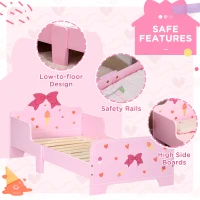 ZONEKIZ 5PCs Kids Bedroom Furniture Set with Bed, Toy Box Bench, Storage Unit, Dressing Table and Stool, Princess Themed, for 3-6 Years Old, Pink(m-4)