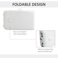 HOMCOM Foldable Massage Bed Portable Table, 3-Section Aluminium Foldable Beauty Couch, Professional Salon Spa Table with Headrest Support and Carry Bag, 81 cm Width, White(m-7)