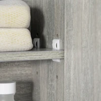 kleankin Spiegelschrank Badschrank mit zwei Türen und Ablage wasserfest Grau 80 x 15 x 60cm(m-8)