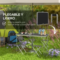 Outsunny Mesa de Camping Plegable Tipo Maletín con 4 Taburetes plegables Mesa 120x60x55-70 cm y Taburetes 33x28x37 cm Negro(m-7)
