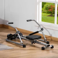 HOMCOM Rameur d'appartement pliable - 3 niveaux de résistance écran LCD multifonction - acier ABS noir gris(m-2)