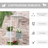 Outsunny Fioriera in Metallo a 5 Ripiani, 2 Pezzi, per Interni ed Esterni, 53x33x154cm, Bianco(m-6)