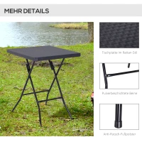 Outsunny Klapptisch in Rattanoptik, Dunkelbraun, 60 x 60 cm(m-6)