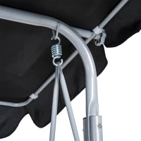 Outsunny Dondolo da Giardino a 3 Posti in Metallo, Tetto Parasole Rimovibile e Lavabile, Nero e Argento, 171x108x154cm(m-8)