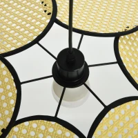 HOMCOM Lámpara Colgante Lámpara de Techo de Ratán Sintético Iluminación de Techo E27 con Cable Ajustable Ø68x115 cm Natural(m-9)