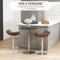 HOMCOM Tavolo Alto da Bar con Altezza Regolabile, Piano Girevole e Base in Acciaio, Ø60x69-91cm, Marrone(m-6)