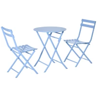 Outsunny Bistroset für 2 Personen Balkonmöbel Set patio Hof Garten Hellblau(m-14)