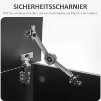 HOMCOM Truhe Aufbewahrungsbox Sitztruhe mit Stauraum Sicherheitsscharniere Holzkiste mit klappbarem Deckel für Wohnzimmer, Schlafzimmer, Spanplatte Schwarz 100 x 40 x 40cm(m-5)