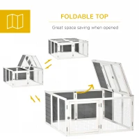 PawHut 48 Inch Rabbit Hutch Rabbit Run Small Animal Guinea Pig House Bunny Cage Hideaway Outdoor with Openable Roof Grey(m-6)