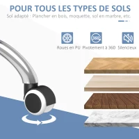 Vinsetto Fauteuil de bureau chaise travail pivotant 360° ergonomique dossier incurvé hauteur réglable 41-51 cm bleu clair(m-6)