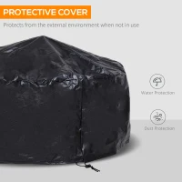 Outsunny Metal Large Firepit Bowl Outdoor Round Fire Pit Brazier w/ Lid, Log Grate, Poker, Elegant Scrolls for Backyard, Camping, Bonfire, Wood Burning Stove, 76 x 76 x 50cm, Black(m-5)