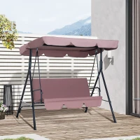Outsunny Hollywoodschaukel Gartenschaukel, 3-Sitzer mit Dach, Altrosa(m-2)