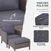 Outsunny 5-tlg. Polyrattan Gartenmöbel Sitzgruppe Gartenset Sofagarnitur Garnitur Lounge mit Kissen Dunkelgrau 2 x Sessel 1 x Couchtisch 2 x Hocker(m-5)