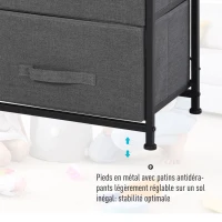HOMCOM Commode en Tissu Meuble de Rangement 4 tiroirs chiffonnier dim. 45L x 30l x 92H cm Cadre en métal gris(m-4)