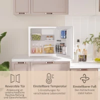 HOMCOM Mini-Kühlschrank Kühlschrank, Gefrierfach, 41,5 Liter Kühlschrank und 4,5 Liter Gekühltfach, 48 x 44 x 49cm, Weiß(m-6)