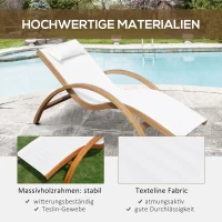 Outsunny Sonnenliege Gartenliege Liegestuhl Relaxliege Liege Relaxsessel mit Kopfkissen Lärche + Textilgewebe Braun+Creme 161 x 72 x 68 cm(m-4)
