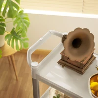 HOMCOM Carrello Portavivande a 3 Livelli in PP e Lega di Alluminio, 88x44x93 cm, Bianco e Argento(m-9)