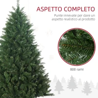 HOMCOM Albero di Natale Artificiale 180cm con 800 Rami e Base in Metallo, Verde(m-5)