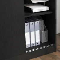 HOMCOM Armadietto da Ufficio a 3 Ripiani con 2 Chiavi di Sicurezza e Ante Scorrevoli, 80x40x120 cm, Nero(m-8)