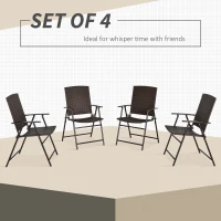 Outsunny Set of Four Folding Rattan Seat Chairs - Brown(m-4)