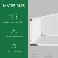 Outsunny Invernadero de Jardín 120x100x41 cm Policarbonato y Aluminio con 4 Techos Abatibles Vivero Casero para Cultivos Plantas Flores Transparente y Plata(m-4)