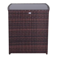 Outsunny Conjunto 1 Mesa y 2 Sillas Mueble Mimbre Ratan Jardin Terraza Exterior Desayuno(m-9)