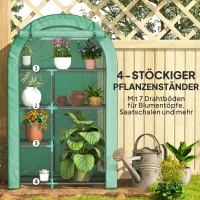 Outsunny Mini-Kas, 4-laags Kas met Kunststoffolie, Draagbaar, Oprolbare Deur, 100 x 45 x 160 cm, Groen(m-5)