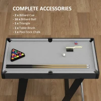 SPORTNOW 3.5ft Folding Pool Table, Snooker Table with Two Cues, 16 Balls, Chalk, Triangle, Brush - Grey(m-5)