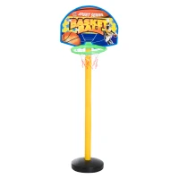 HOMCOM Panier de Basket-Ball sur pied avec poteau panneau + 3 ballons + pompe hauteur réglable 0,60 – 1,32 m jaune noir(m-3)