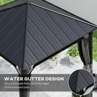 Outsunny 3 x 3(m) Hardtop Gazebo with Galvanised Steel Roof and Water Gutter, Waterproof Permanent Pavilion Garden Gazebo with Netting and Curtains for Patio, Deck(m-5)