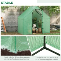 Outsunny Serra da Giardino con Porta a Cerniera e Presa d'Aria, 4 Funi e Paletti Inclusi, 180x100x168 cm, Verde(m-6)