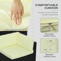 Outsunny Seven-Piece Rattan Garden Set, with Glass-Top Table - Black/Beige(m-6)