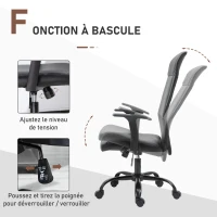 Vinsetto Fauteuil de bureau manager ergonomique pivotant 360° hauteur assise réglable revêtement synthétique PU noir(m-6)