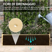 Outsunny Fioriera con Grigliato e 2 Fori di Drenaggio, in Legno di Abete e Acciaio, 80x38x145 cm(m-5)