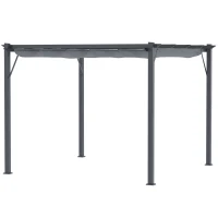 Outsunny Pergola Pavillon Terrassenüberdachung mit Schiebedach Garten Alu Kohlegrau+Dunkelgrau 3x3x2,23 m(m-10)