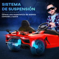 HOMCOM Coche Eléctrico Lamborghini para Niños Velocidad Max.5 km/h Puerta de Tijera con Control Remoto MP3 Rojo(m-8)