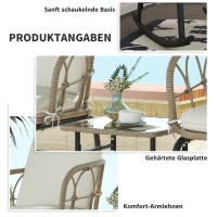 Outsunny Schaukelstuhlset Schaukelstühle Bistro-Set, Bohostil, PE-Rattan, wetterbeständig, Creme(m-6)