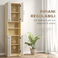 kleankin Mobile Bagno in Truciolato Bianco con 2 Armadietti con Ante e 2 Ripiani Aperti, 53x33.5x195.7 cm(m-5)