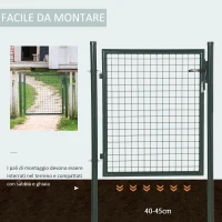 HOMCOM Cancello da Giardino in Acciaio con Serratura e 3 Chiavi, 97x150cm, Verde(m-5)