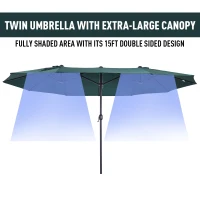 Outsunny 4.6m Double Garden Parasol - Green(m-6)