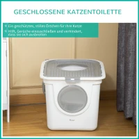 PawHut Katzenklo, 2-Wege-Katzenklo, inkl. Streuschaufel, Weiß + Grau(m-5)