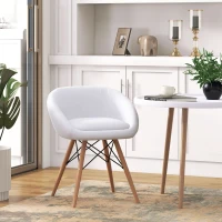 HOMCOM Chaise Design scandinave - Chaise de Salon ou Cuisine - Pieds effilés Bois Massif - revêtement synthétique PU Blanc(m-2)